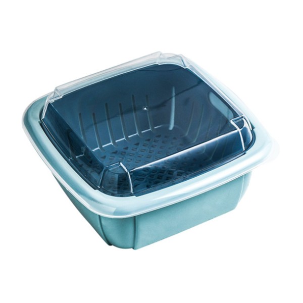 Multi-Functional Drain Basket Kitchen Dual Layer Vegetable Strainer Fruit Storage Box with Transparent Cover