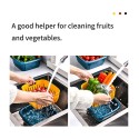 Multi-Functional Drain Basket Kitchen Dual Layer Vegetable Strainer Fruit Storage Box with Transparent Cover