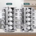 20PCS Jar Spice Rack 360°Rotating Spice Rack Organizer Stainless Steel Large Standing Cabinet Seasoning Rack Tower for Kitchen Countertop