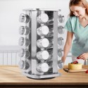 20PCS Jar Spice Rack 360°Rotating Spice Rack Organizer Stainless Steel Large Standing Cabinet Seasoning Rack Tower for Kitchen Countertop