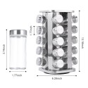 20PCS Jar Spice Rack 360°Rotating Spice Rack Organizer Stainless Steel Large Standing Cabinet Seasoning Rack Tower for Kitchen Countertop