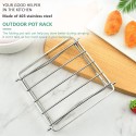 Outdoor Pot Rack Stainless Steel Grill Camping Folding Light Campfire Picnic BBQ Backpacking Fishing Hiking