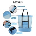 Large Mesh Beach Bag Tote Insulated Reusable Picnic Lunch Bag for Outdoor Camping