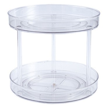 Rotating Organizer Transparent Double Layer 360° Rotatable Kitchen Seasonings Rack Makeup Holder Lazy Susan Turntable