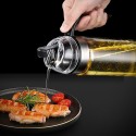 Auto Flip Olive Oil Dispenser Bottle 550mL Refillable Oil Dispenser Leakproof Condiment Container Wide Opening for Easy Refill  Cooking BBQ Salad Clear Glass il Bottle