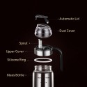 Auto Flip Olive Oil Dispenser Bottle 550mL Refillable Oil Dispenser Leakproof Condiment Container Wide Opening for Easy Refill  Cooking BBQ Salad Clear Glass il Bottle