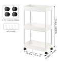 Bathroom multi-layer floor-to-ceiling storage rack kitchen supplies plastic removable storage rack crevice trolley rack 3 Layers