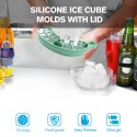 2 Pcs Ice Cube Molds Ice Tray with Lid Square Ice Cube Trays Silicone for Ice Cream Whiskey Chocolate Reusable