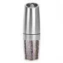 Electric Pepper Grinder,Gravity Electric Salt And Pepper Mill Grinder,Stainless Steel Automatic Pepper Mill,Battery-Operated With Adjustable Coarseness,Blue LED Light,One Hand Operated