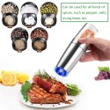 Electric Pepper Grinder,Gravity Electric Salt And Pepper Mill Grinder,Stainless Steel Automatic Pepper Mill,Battery-Operated With Adjustable Coarseness,Blue LED Light,One Hand Operated