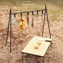 Outdoor Camping Solid Rack Multi Functional Cookware Rack Folding Aluminum Alloy Hanging Rack with 10 Hooks Portable Camping Accessory