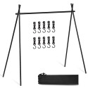 Outdoor Camping Solid Rack Multi Functional Cookware Rack Folding Aluminum Alloy Hanging Rack with 10 Hooks Portable Camping Accessory