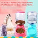 Automatic Pet Water Food Dispenser 3.8L Large Capacity Self-Dispensing Gravity Pet Feeder Waterer Cat Dog Feeding Bowl Drinking Water/Automatic Feeding Pet Supplies 1#