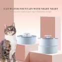 1.8L Cat Water Fountain with Night Night Auto Power Off Pet Fountain Drinking Pet Slow Water Feeders Foldable Pet Water Dispenser Bowl with Activated Carbon Filter for Pet Cat Dog