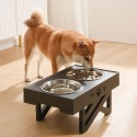 Adjustable Elevated Dog Bowl Table with Double Stainless Steel Bowl Raised Dogs Stand for Cat Pet Antislip Detachable Water Feeder