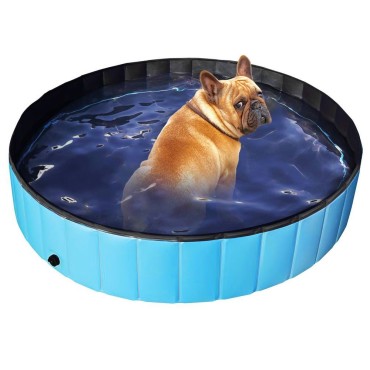 Foldable PVC Dog Cat Pet Swimming Pool Pet Dog Pool Bathing Tub Kiddie Pool, Water Pond Pool for Dogs Cats and Kids in Summer， 80*20cm