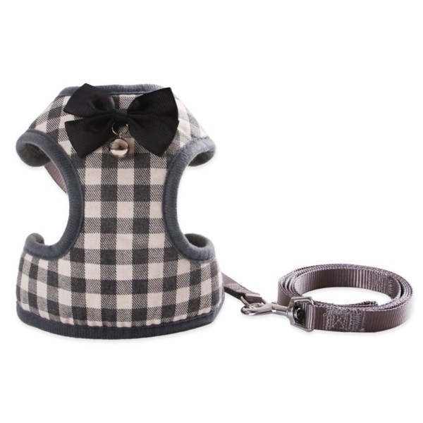 Dog Harness with Bowtie Step-in Vest Harness Leash Set Pet Cat Vest Dog Leash Set for Daily Walking Running Training