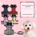 Dog Harness with Bowtie Step-in Vest Harness Leash Set Pet Cat Vest Dog Leash Set for Daily Walking Running Training