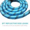 5ft Reflective Dog Leash Strong Dog Leash with Comfortable Padded Handle Traction Rolled Dog Leads Anti-Slip Handle Dog Leash Rope for Large and Medium Pets