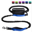 Hands-free Waist Dog Leash with Removable Zipper Pouch Reflective Strap Double Bungee Double Handles Night Running