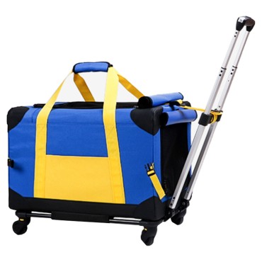 Pet Rolling Carrier Pet Carrier with Removable Wheels Telescopic Walking Handle for Dogs or Cats Weight Less Than 15KG