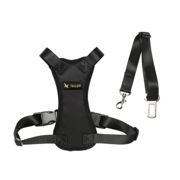 Pet Vehicle Safety Vest Adjustable Soft Padded Mesh Car S-eat Belt Leash with Travel Belt and Carabiner for Most C-ars