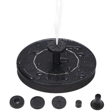 6V 1W Solar Powered Fountain Free Standing Solar DIY Birdbath Fountain Pump Outdoor Floating Water Fountain Panel Kit for Fish Tank Small Pond Garden Patio Lawn Pool