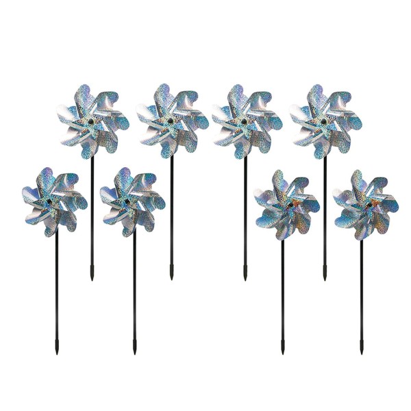 8Pcs Bird Repellent Pinwheels Sparkly Holographic Pin Wheel Spinners Scare Birds and Pests