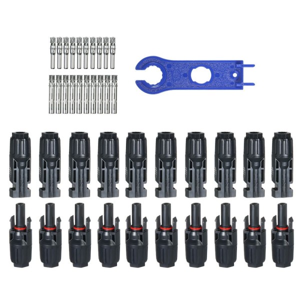 10 Pairs Solar Connectors with Spanner Solar Panel Cable Connectors Male & Female Solar Panel Connectors