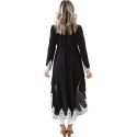 Casual Women Autumn Kaftan Dress Irregular Hem Lace Splice Long Sleeves O Neck A-line Dress Shirt