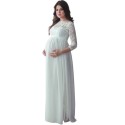 Women Maternity Dress Lace Long Sleeve Pregnant Photo Shoot Party Gown Photography Maxi Dress Black/White/Burgundy