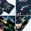 Ethnic Women Dress Colorful Floral Print Side Pockets Pleated Short Sleeve Maxi Gown Loose One-Piece