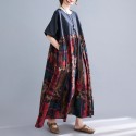 Women Loose Maxi Dress Vintage High Waist Printed Pockets Oversized Boho Holiday Casual Dresses