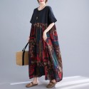 Women Loose Maxi Dress Vintage High Waist Printed Pockets Oversized Boho Holiday Casual Dresses