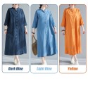 Women Shirt Dress with Pockets 3/4 Sleeve Buttons Dress Vintage Holiday Casual Long Shirts