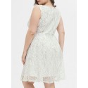 Women Plus Size Lace Dress Sleeveless High Waist Elegant Party Evening White Dress