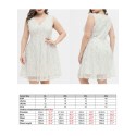 Women Plus Size Lace Dress Sleeveless High Waist Elegant Party Evening White Dress