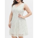 Women Plus Size Lace Dress Sleeveless High Waist Elegant Party Evening White Dress