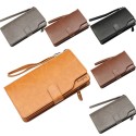 Men Wallet Baellerry PU Leather Fold Long Design High Capacity Multifunction Zipper Wristlet Clutch Bag