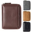 Men Multifunctional Wallets Short Purse Clutch PU Leather Zipper Solid Credit Card Cover Holder Vintage Organizer