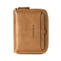 Men Multifunctional Wallets Short Purse Clutch PU Leather Zipper Solid Credit Card Cover Holder Vintage Organizer