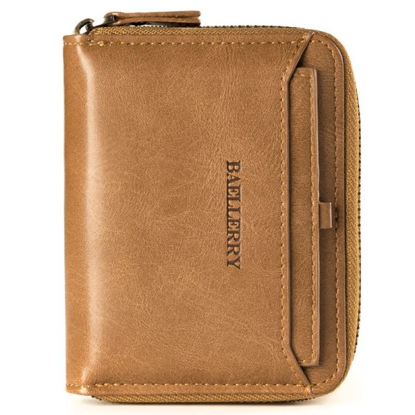 Men Multifunctional Wallets Short Purse Clutch PU Leather Zipper Solid Credit Card Cover Holder Vintage Organizer