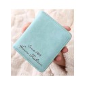 Fashion Women Short Wallet PU Leather Solid Color Letter Print Small Foldable ID Credit Card Holder Purse