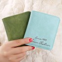 Fashion Women Short Wallet PU Leather Solid Color Letter Print Small Foldable ID Credit Card Holder Purse