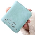 Fashion Women Short Wallet PU Leather Solid Color Letter Print Small Foldable ID Credit Card Holder Purse