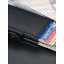 Fashion Men Anti RFID Double Layers Credit Card Holder PU Leather Metal ID Card Case Aluminum Card Protection Male Travel Wallet