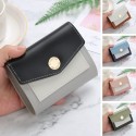 Fashion Women Wallet Short Purse PU Leather Casual Contrast Color Trendy ID Credit Card Holder Purse