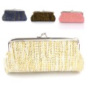 Coin Purse Glitter Striped Pouch Kiss-lock Clasp Closure Change Purse Wallet