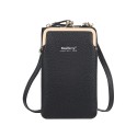 Women Wallet Solid Crossbody Phones Bag Card Holder with Zipper Adjustable Belt Small Shoulder Bag Fashion Purse