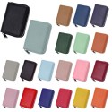 Unisex Card Holder PU Leather Solid Color Zipper Wallet Card Clamp Large Capacity Short Purse